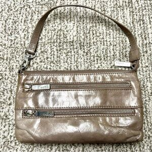 HOBO leather wristlet taupe